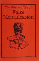 The Criminal Use of False Identification
 0915179059, 9780915179053