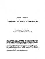 The Geometry and Topology of Three-Manifolds