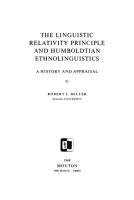 The Linguistic Relativity Principle and Humboldtian Ethnolinguistics: A History and Appraisal
 9783110823165, 9783110160154