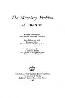 The Monetary Problem of France
 9780231895569