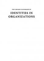 The Oxford Handbook of Identities in Organizations
 9780198827115, 0198827113