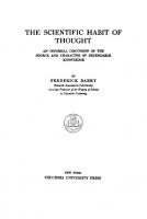 The Scientific Habit of Thought: An Informal Discussion of the Source and Character of Dependable Knowledge
 9780231897259