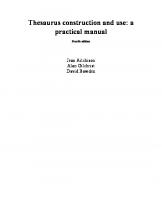 Thesaurus Construction and Use: A Practical Manual [4 ed.]
 0851424465, 9780851424460