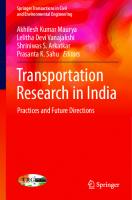 Transportation Research in India: Practices and Future Directions
 9811696357, 9789811696350