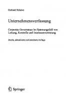 Unternehmensverfassung: Corporate Governance im Spannungsfeld von Leitung, Kontrolle und Interessenvertretung (Springer-Lehrbuch) (German Edition)
 3642039464, 9783642039461