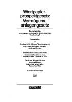 Wertpapierprospektgesetz/ Vermögensanlagengesetz: Kommentar [3. neu bearbeitete Auflage]
 9783504384906