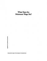 What Does the Minimum Wage Do? [1 ed.]
 9780880994583, 9780880994569