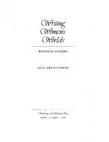 Writing women's worlds: Bedouin stories
 9780520079465, 9780520083042