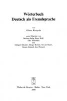 Wörterbuch Deutsch als Fremdsprache
 9783110802061, 9783110146394, 9783110164077