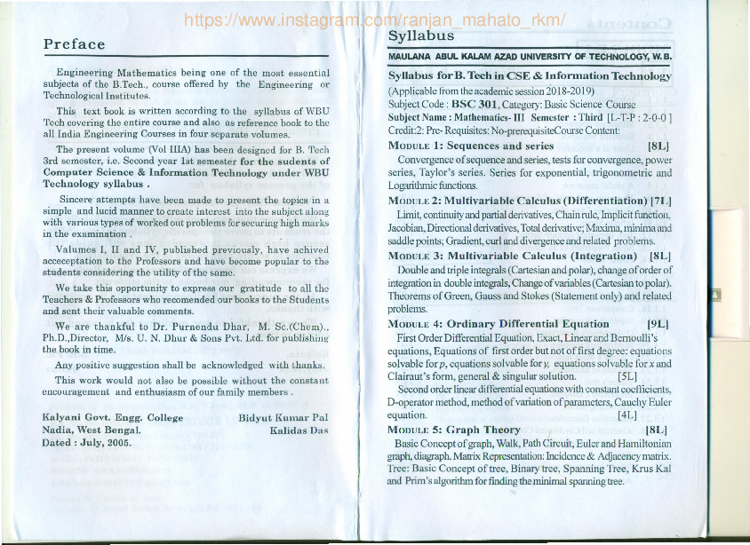 Engineering Mathematics Volume-IIIA By B.K.Pal And K.Das [Volume-IIIA ...