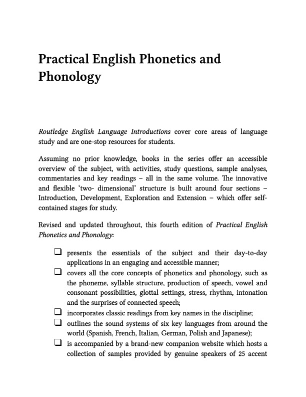 Practical English Phonetics and Phonology A Resource Book for